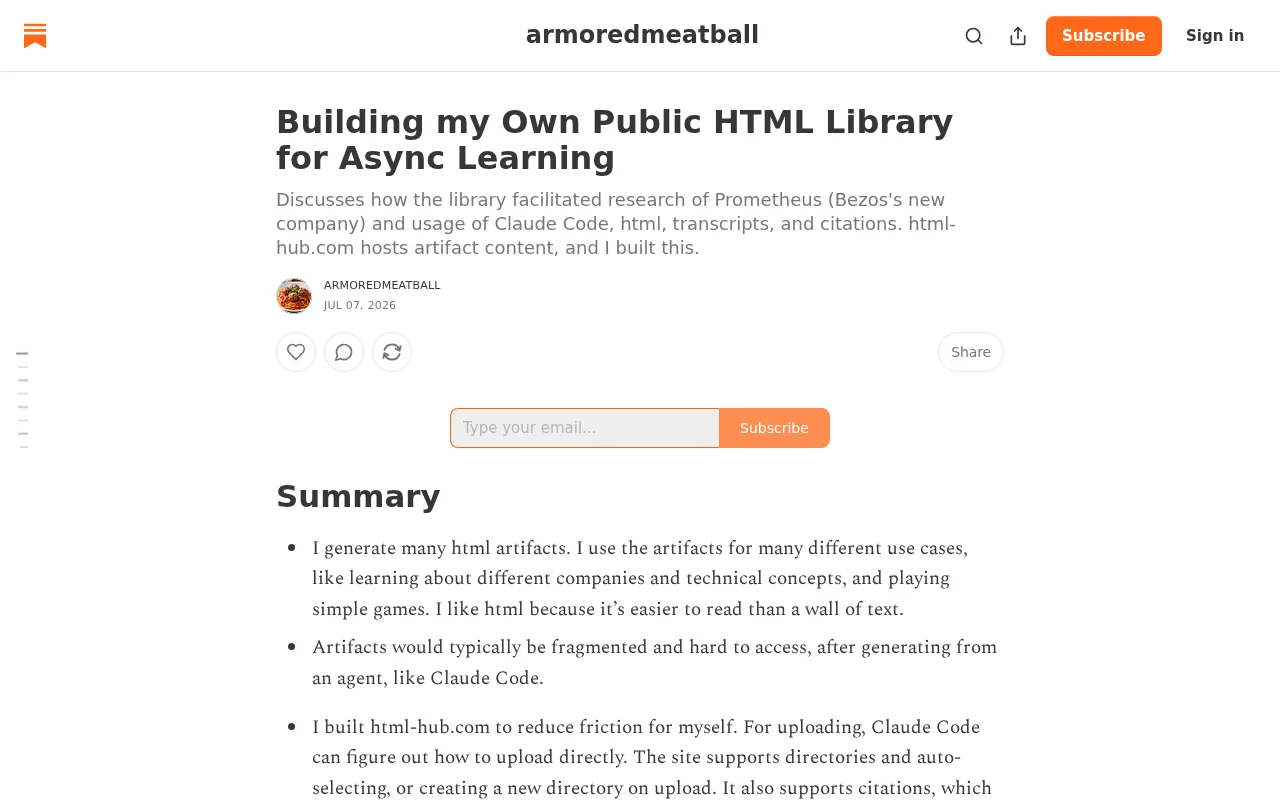 Building My Own Public HTML Library for Async Learning