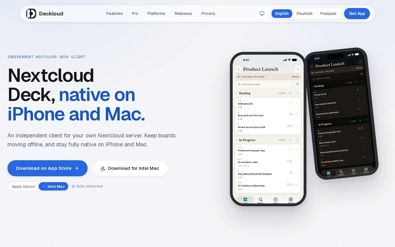 Deckloud, a native Apple client for Nextcloud Deck