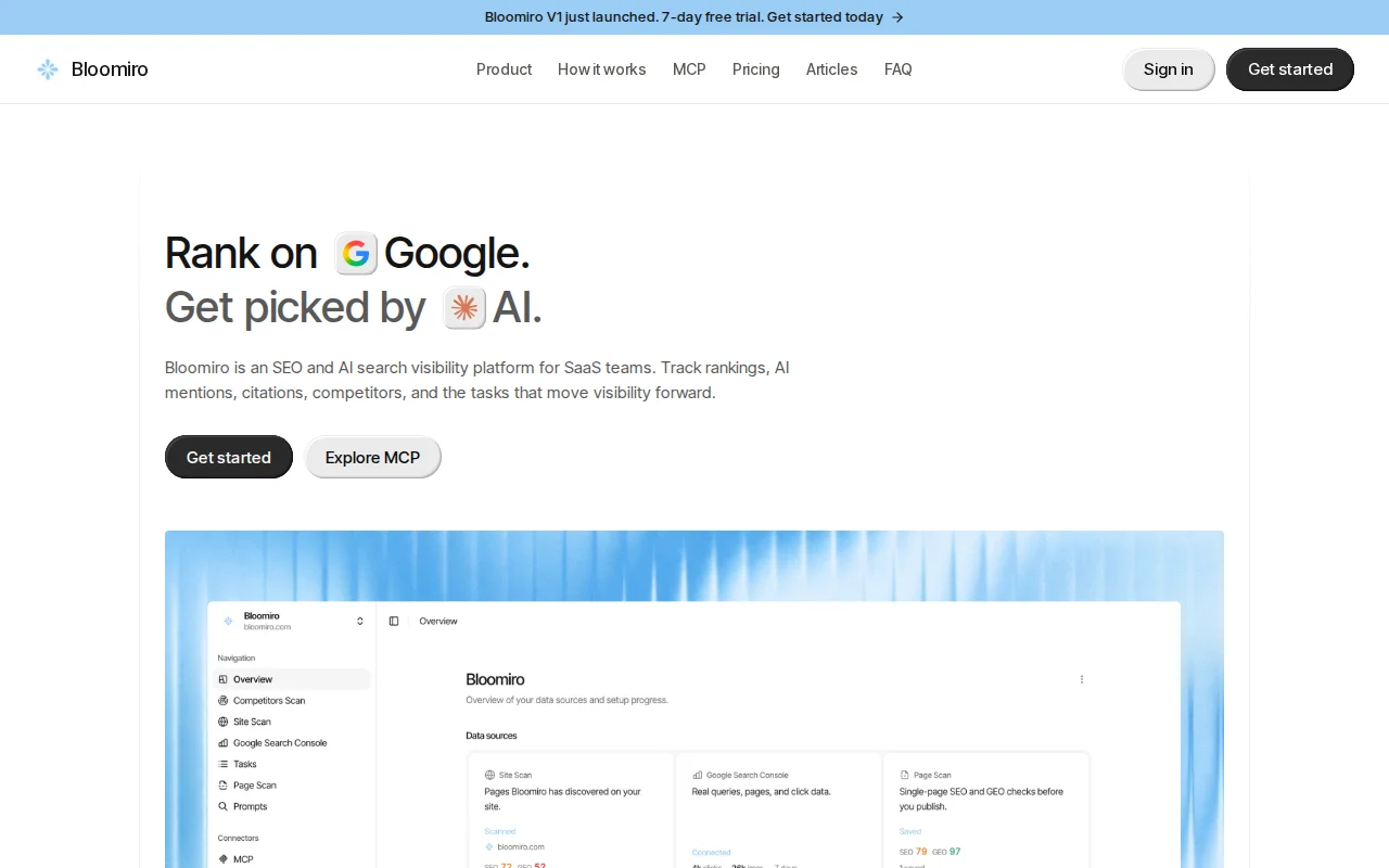 Bloomiro, an MCP tool for improving SEO and AI search visibility