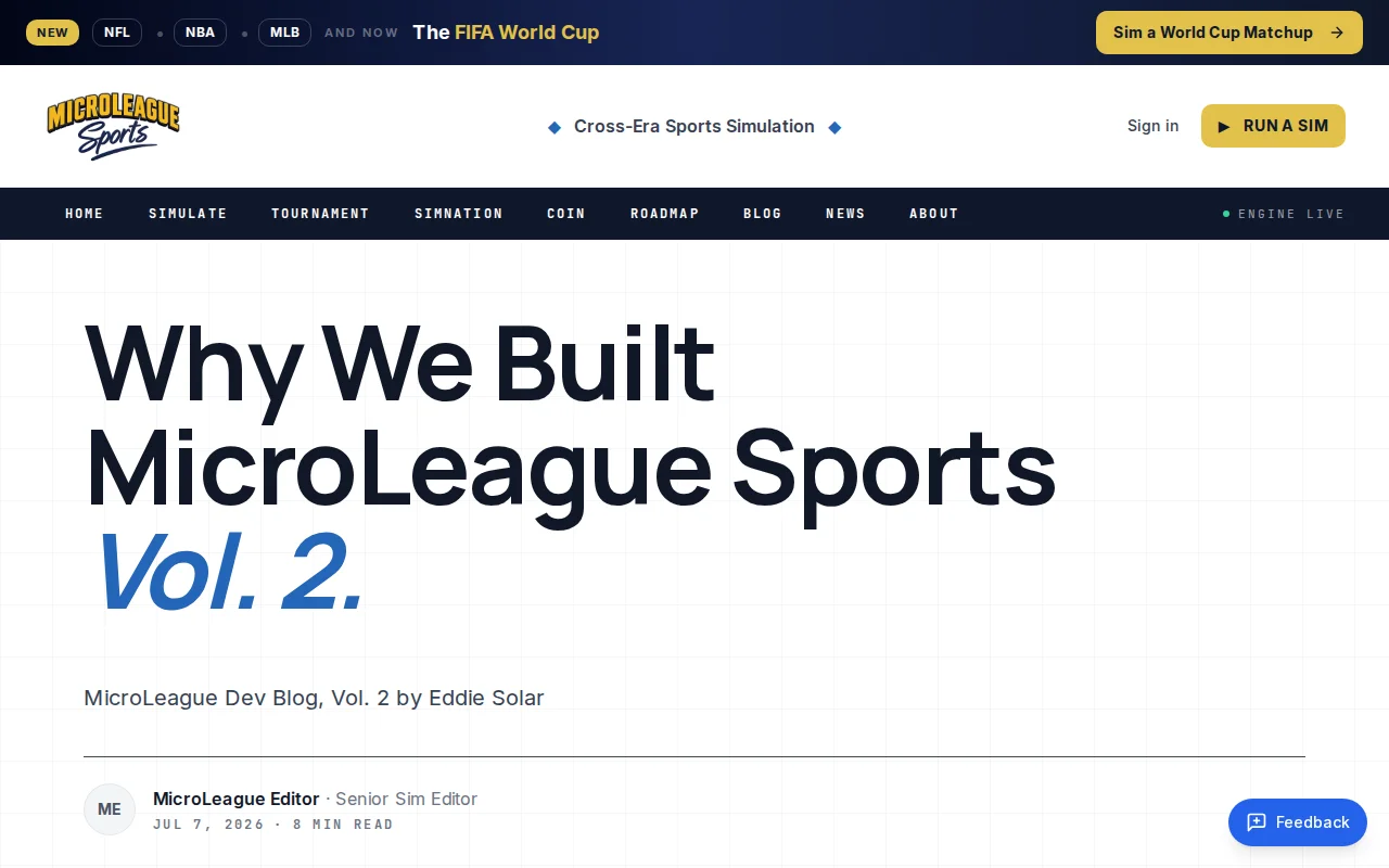 Why We Built MicroLeague Sports Vol. 2