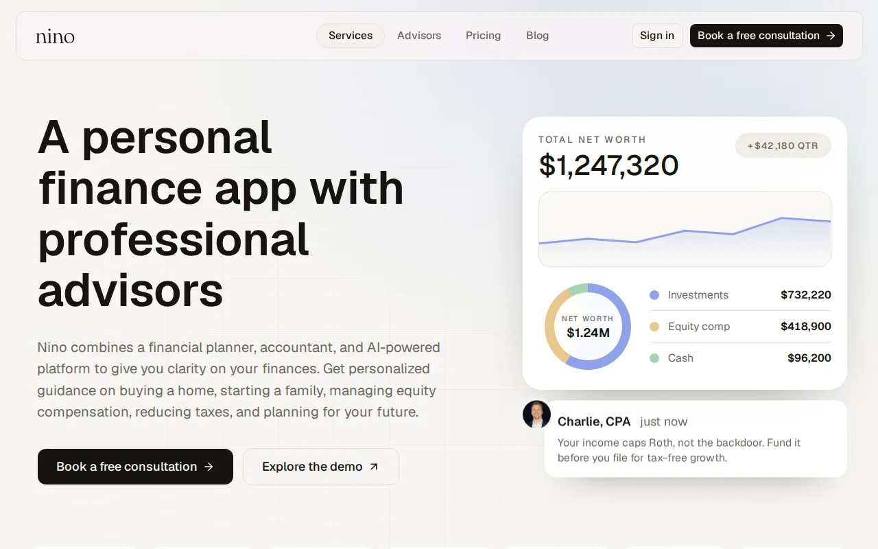 Nino – A CFP/CPA team plus AI that models your whole financial picture