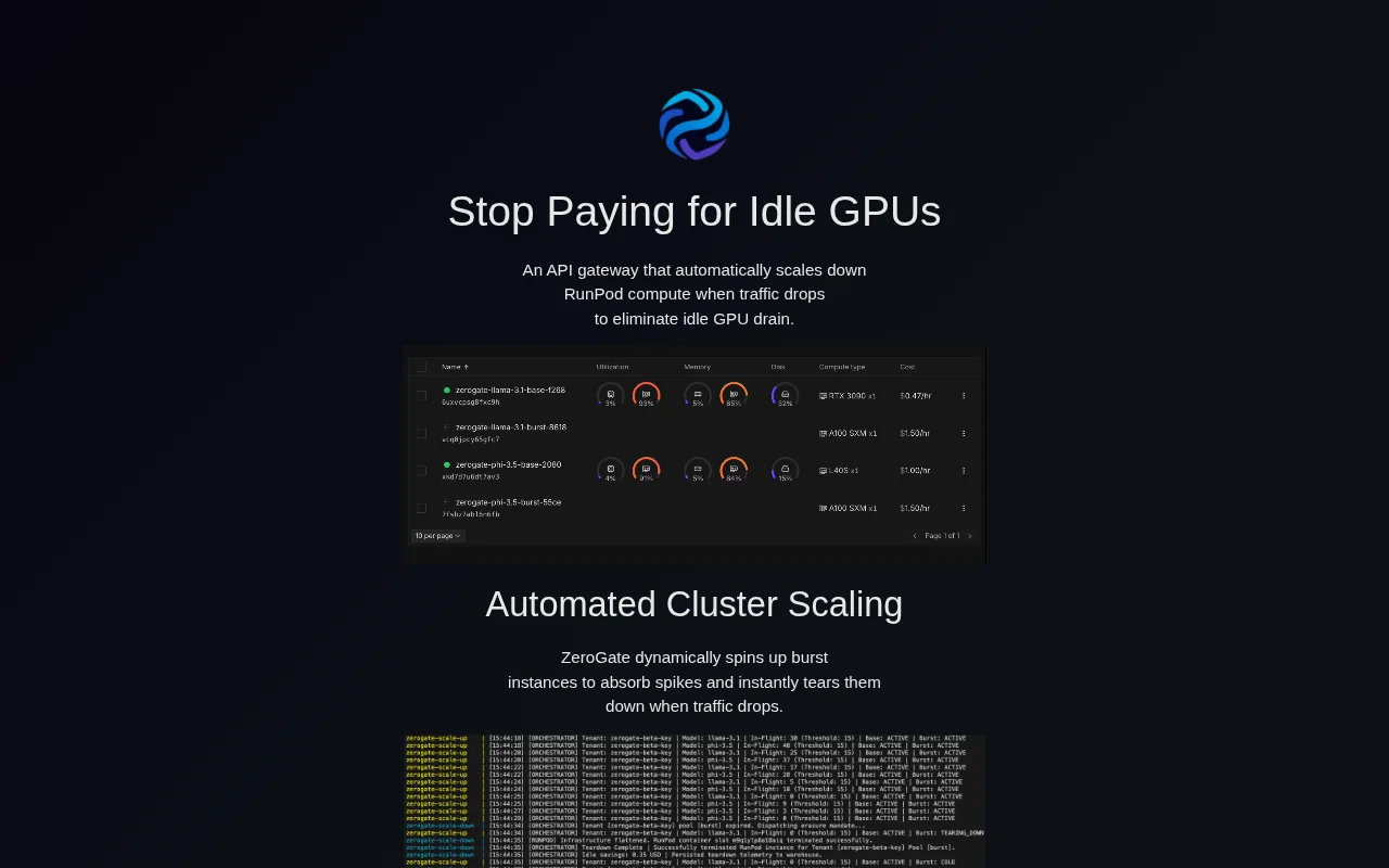 ZeroGate – An API gateway to scale cloud GPUs to zero when idle