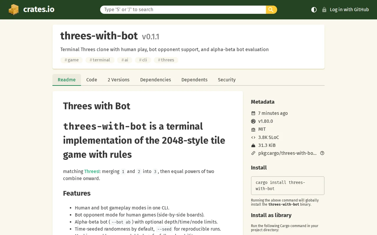 Threes with Bot Game