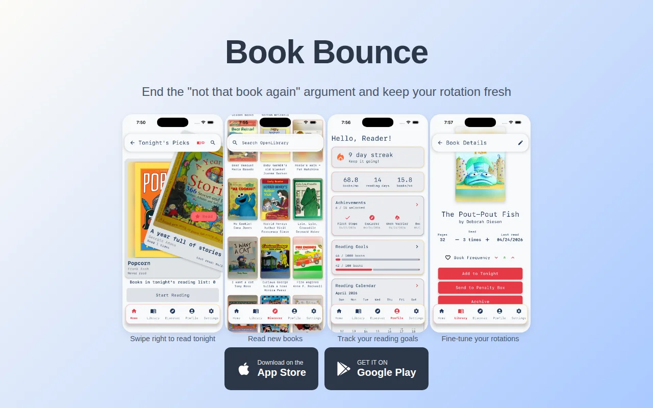 Book Bounce – Bedtime story helper for parents