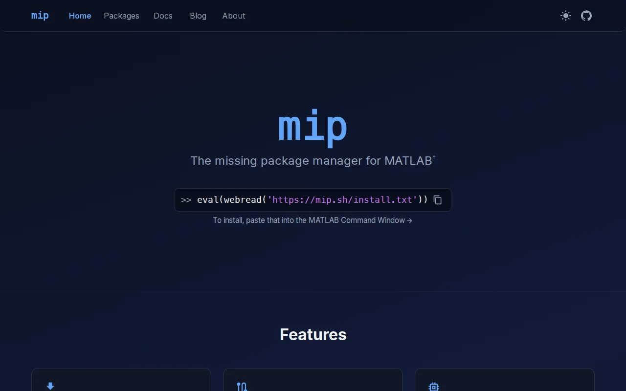mip – the missing package manager for MATLAB + MEX