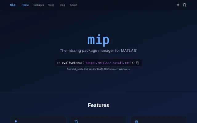 mip – the missing package manager for MATLAB + MEX
