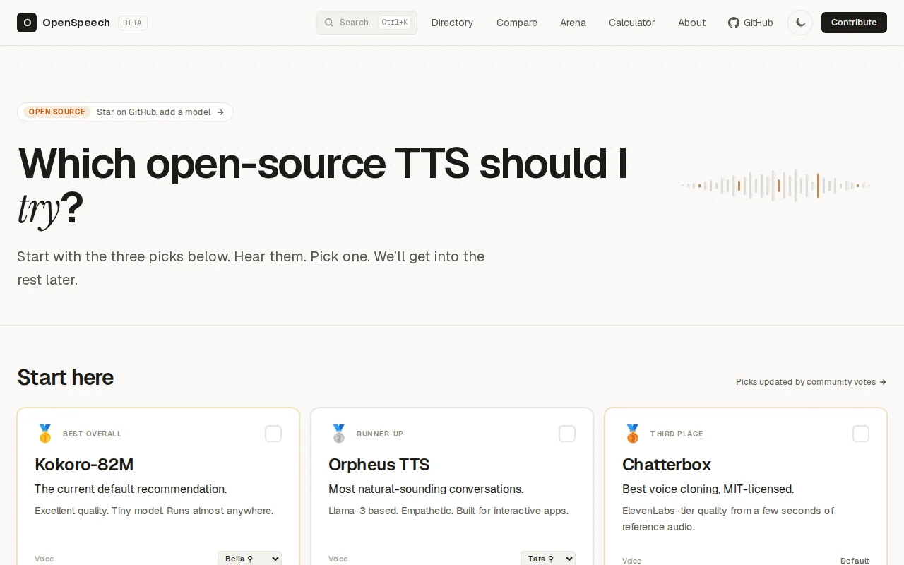 OpenSpeech – Compare open-source TTS models side-by-side