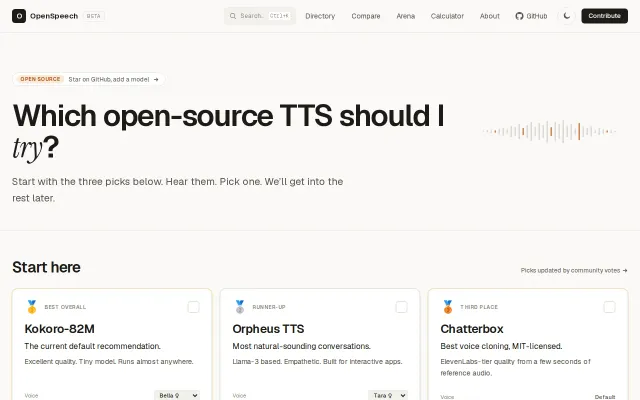 OpenSpeech – Compare open-source TTS models side-by-side