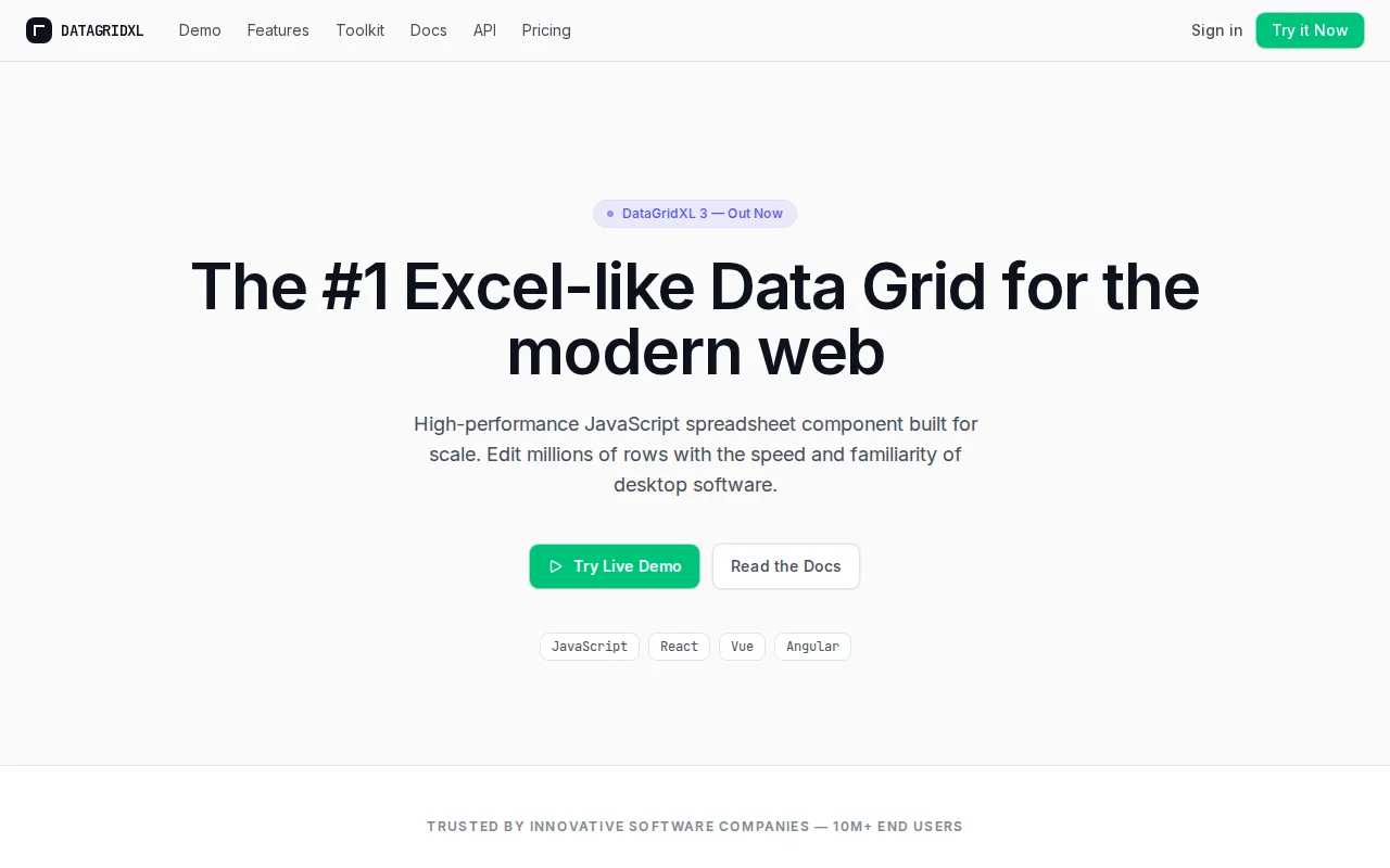 DataGridXL v3, High Performance Excel-Like Data Grid