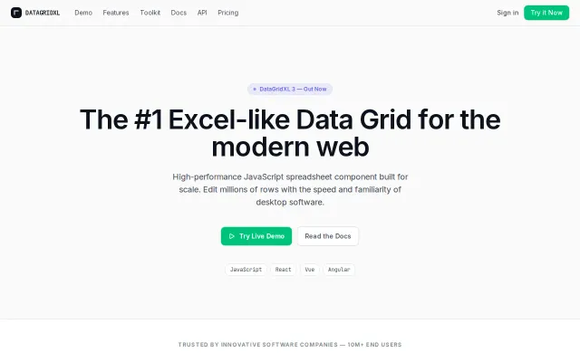 DataGridXL v3, High Performance Excel-Like Data Grid