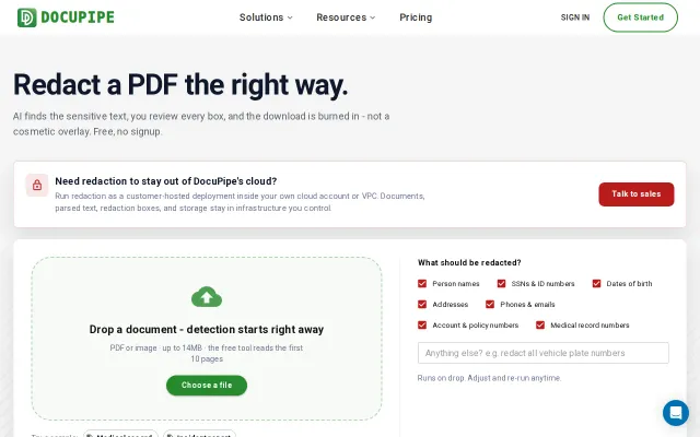 Free PDF Document Redaction