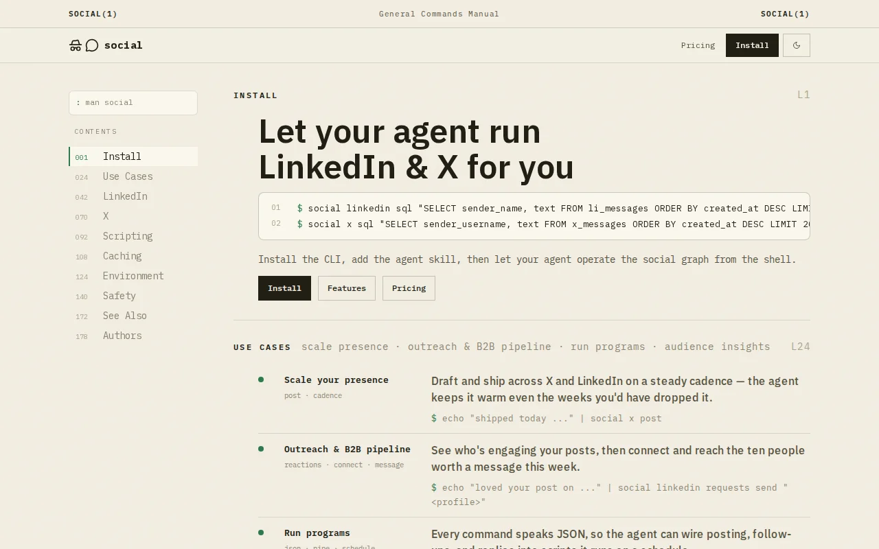 A LinkedIn / X CLI for your agents