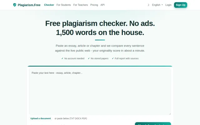 Plagiarism.Free – Free Plagiarism Checker