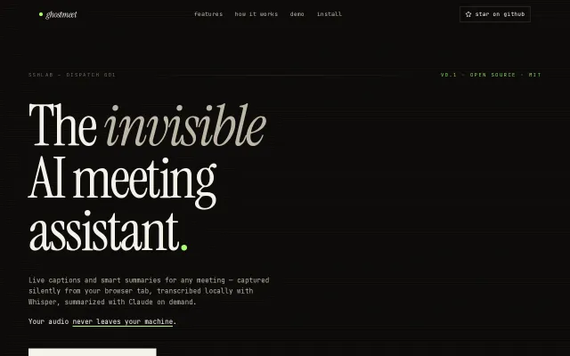 Ghostmeet – Self-hosted meeting transcription and summaries