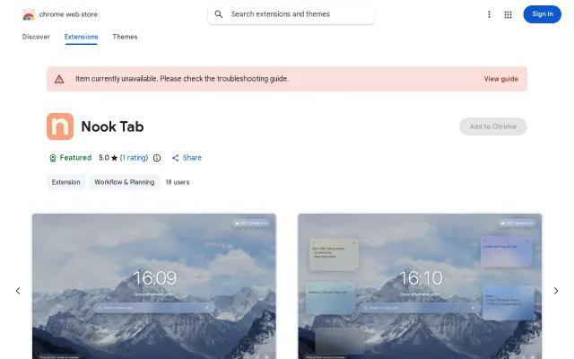 A quiet new tab that replaces your default boring new tab in Chrome