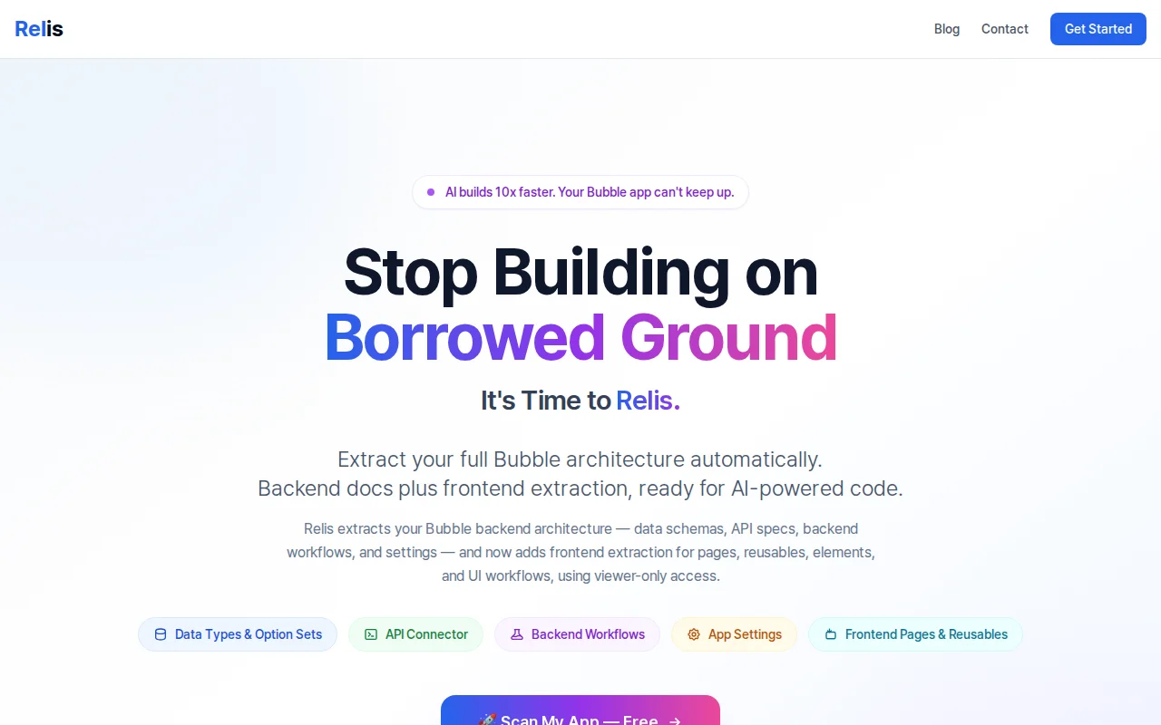 Relis – Extract Bubble.io app architecture into migration-ready docs