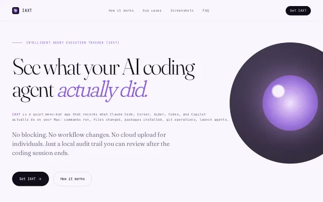 IAXT – macOS menu-bar app that records what AI coding agents do