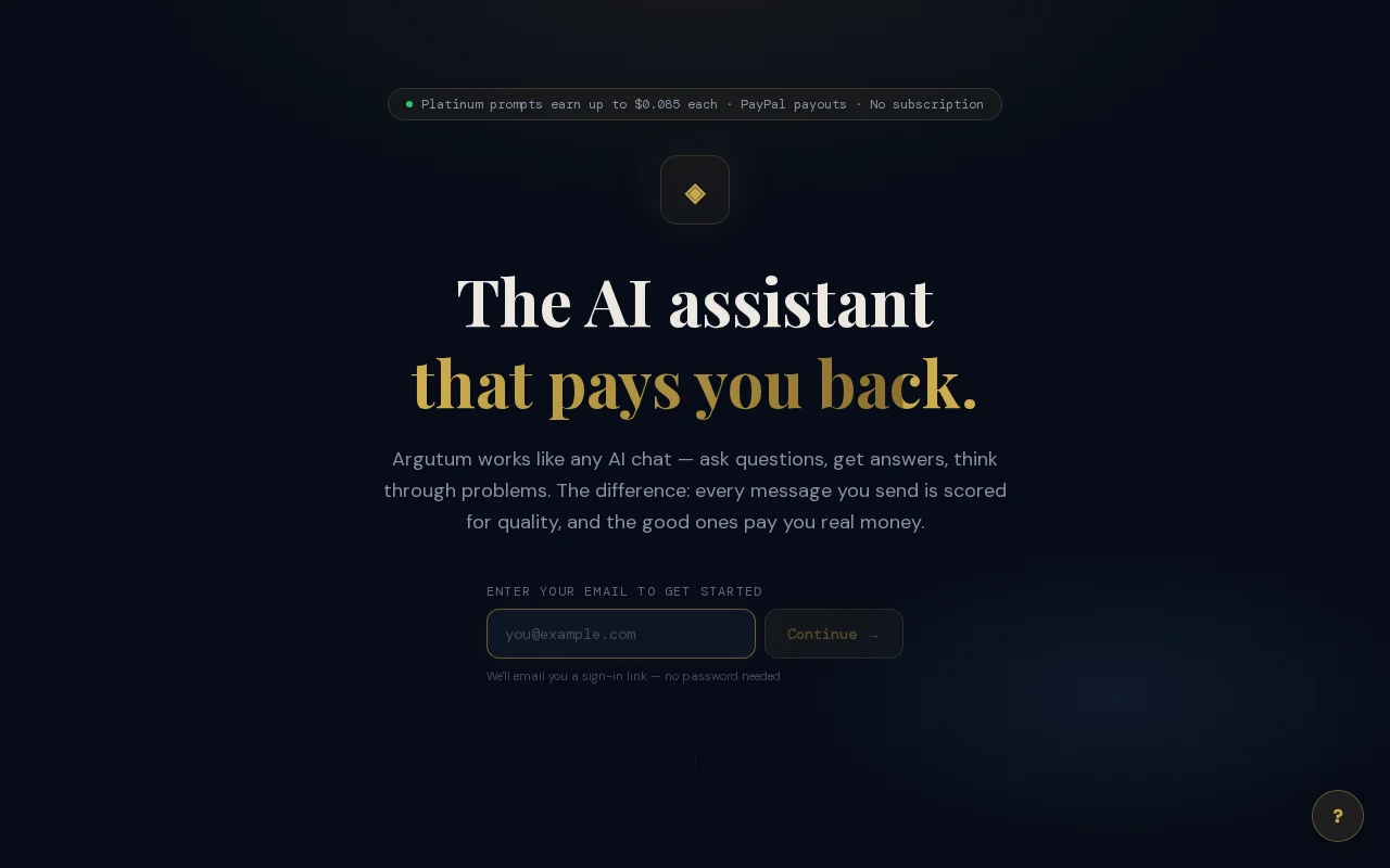 Argutum – an AI chat that pays you per message, scored in real time