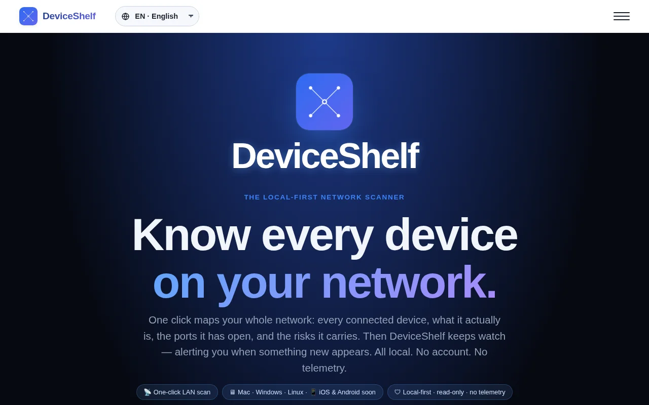 DeviceShelf – a read-only LAN scanner for homelabs, no cloud back end