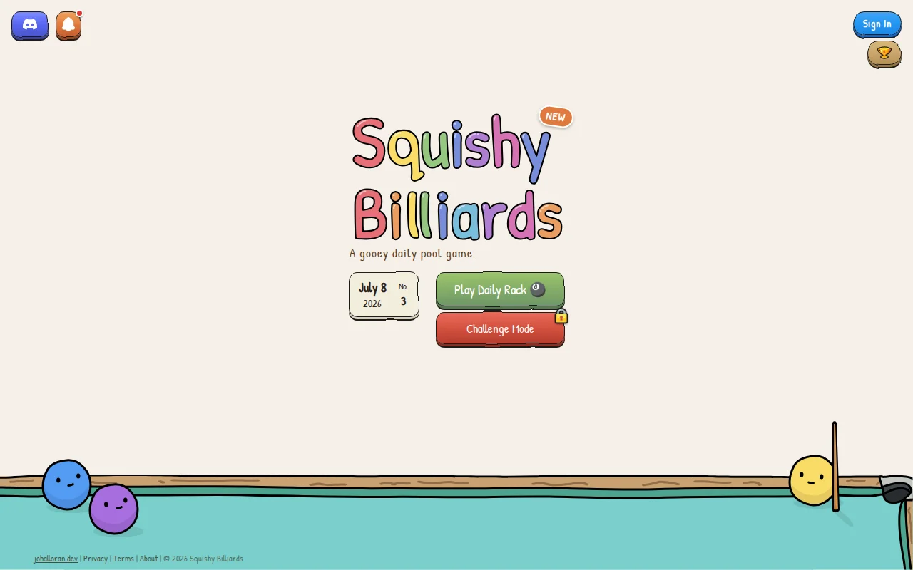 Squishy Billiards – A daily pool game with squishy physics