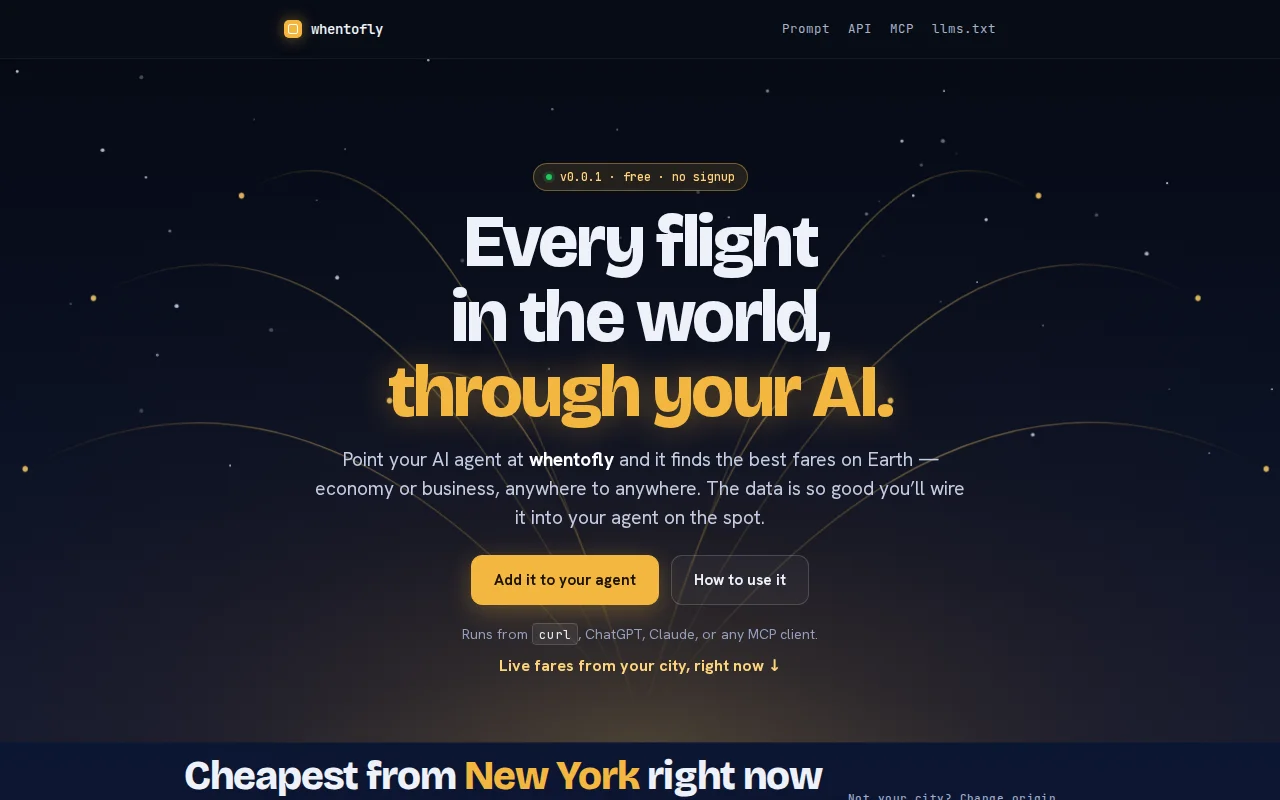 Whentofly – flexible-date flight search that says if the price is good