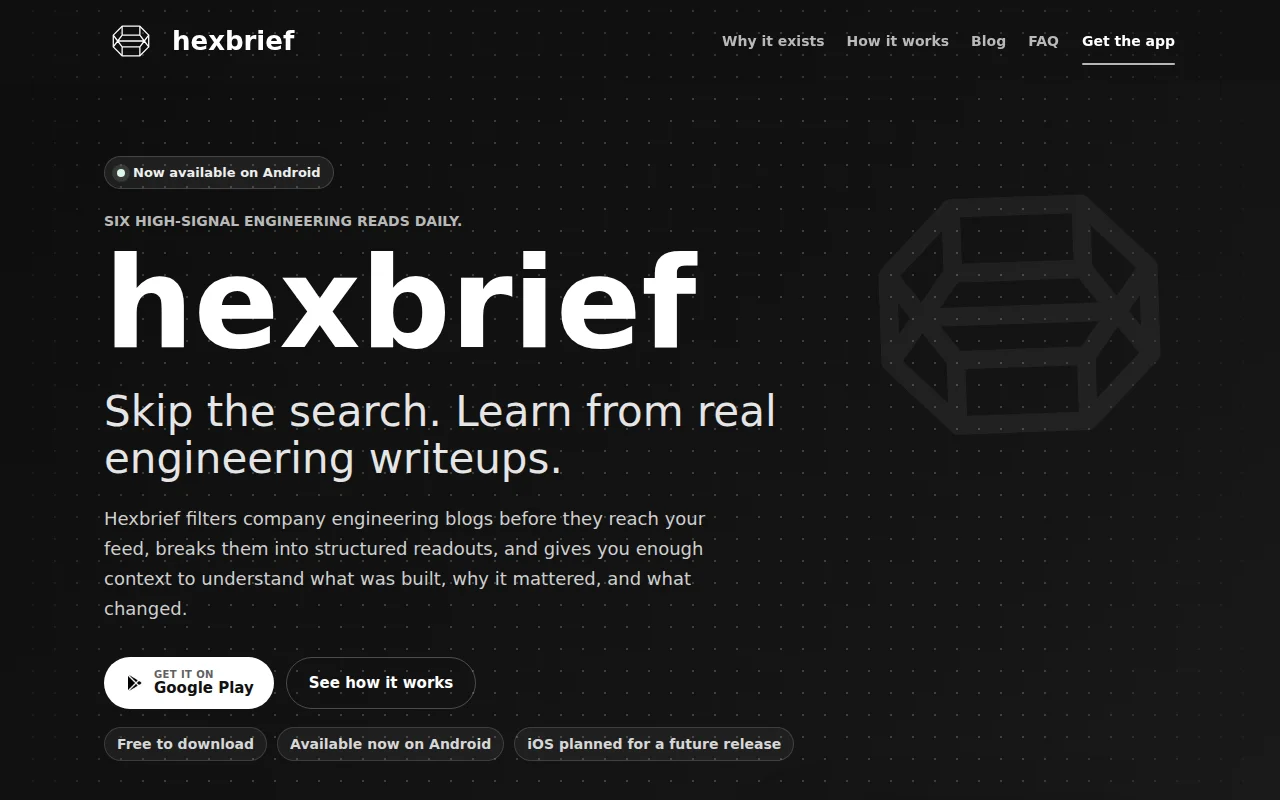 Hexbrief – Six curated engineering reads worth your time