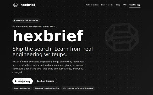 Hexbrief – Six curated engineering reads worth your time