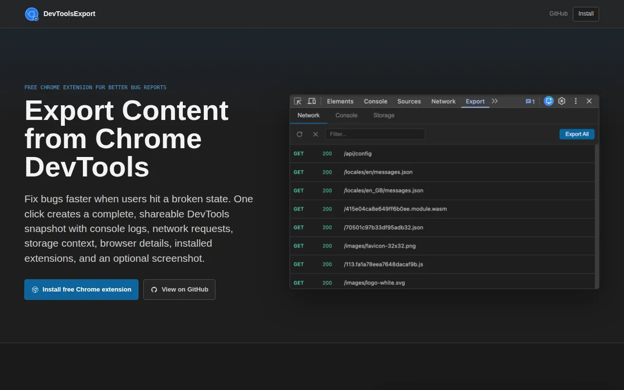 I made a Chrome extension to share DevTools snapshots for bug reports
