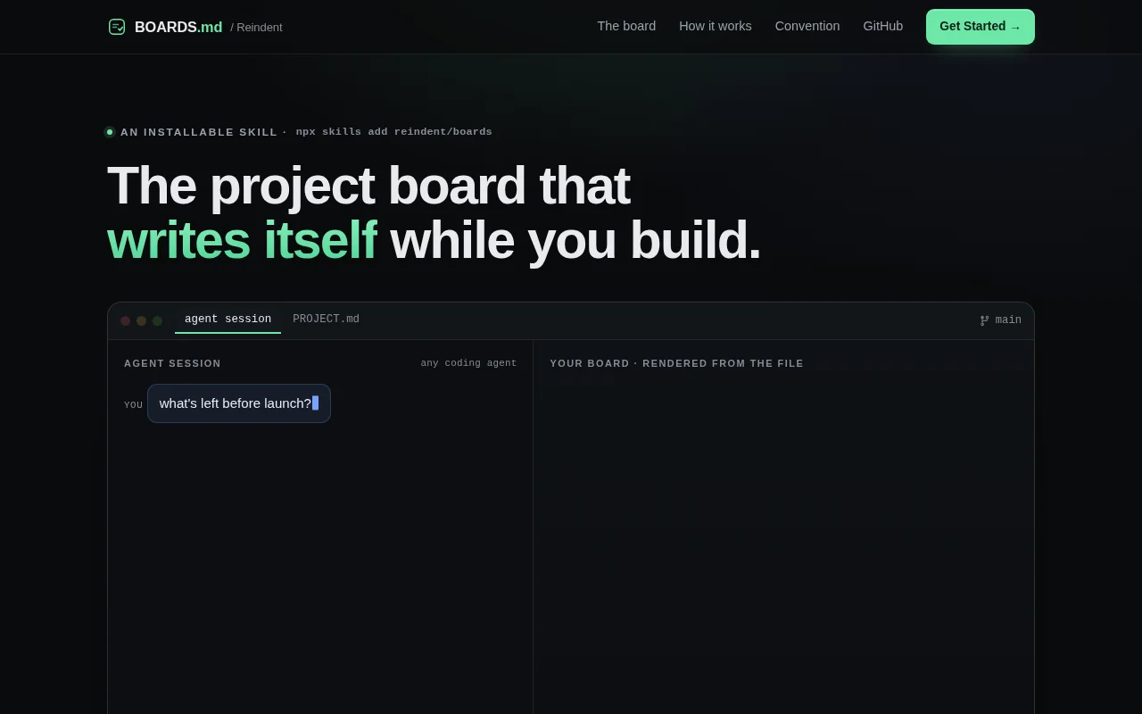 Boards.md – A project board that writes itself while you build