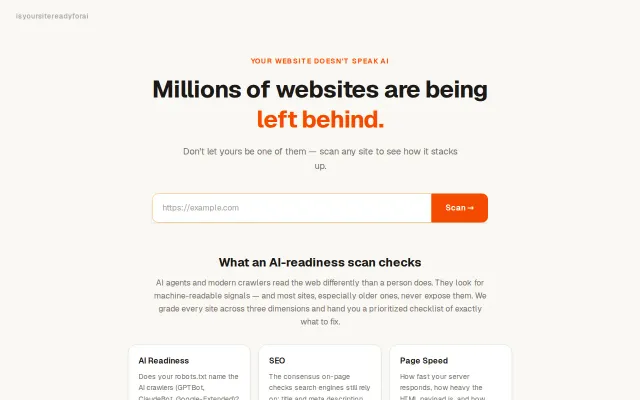 A tool to see if your site is readable by AI agents
