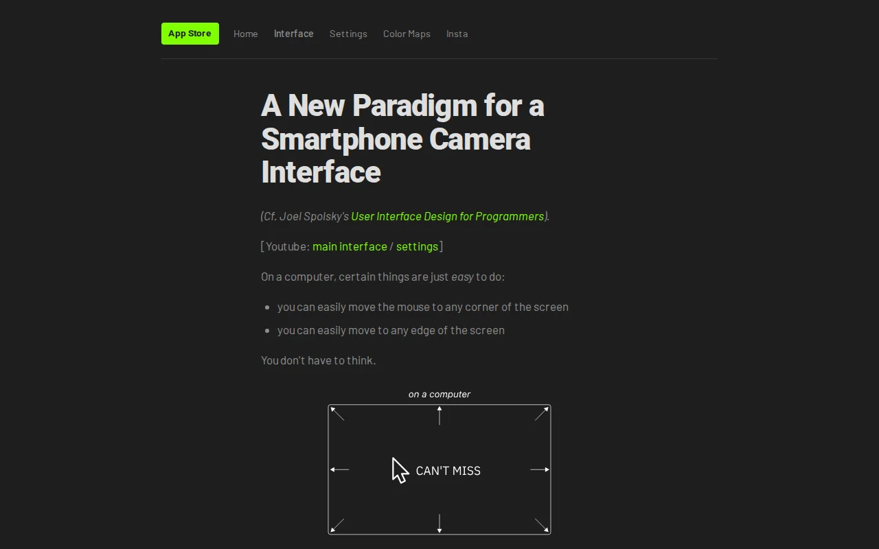 a new paradigm for a smartphone camera interface