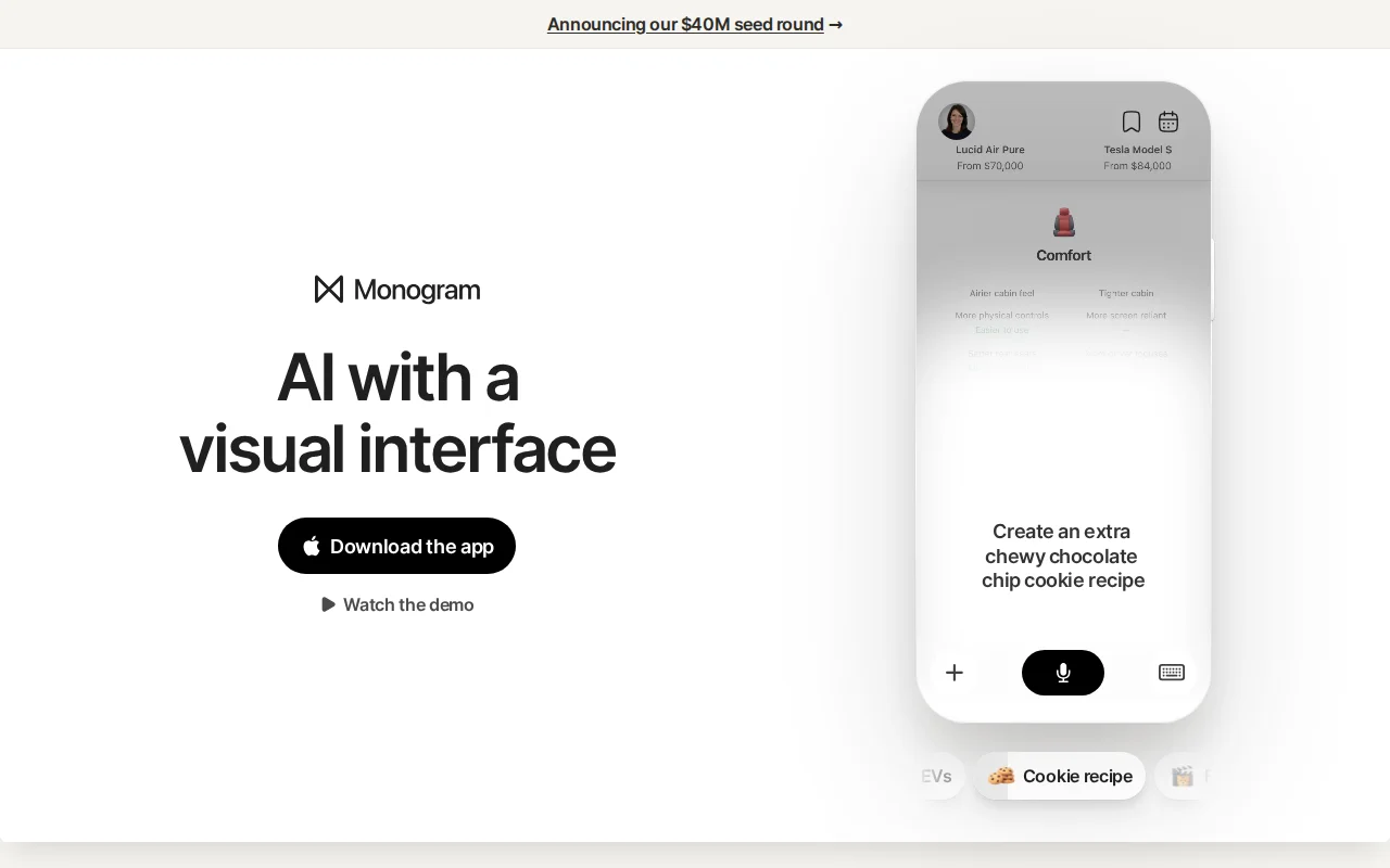 Monogram, AI app with on the fly generation