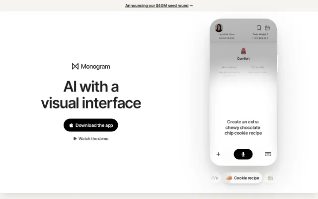 Monogram, AI app with on the fly generation