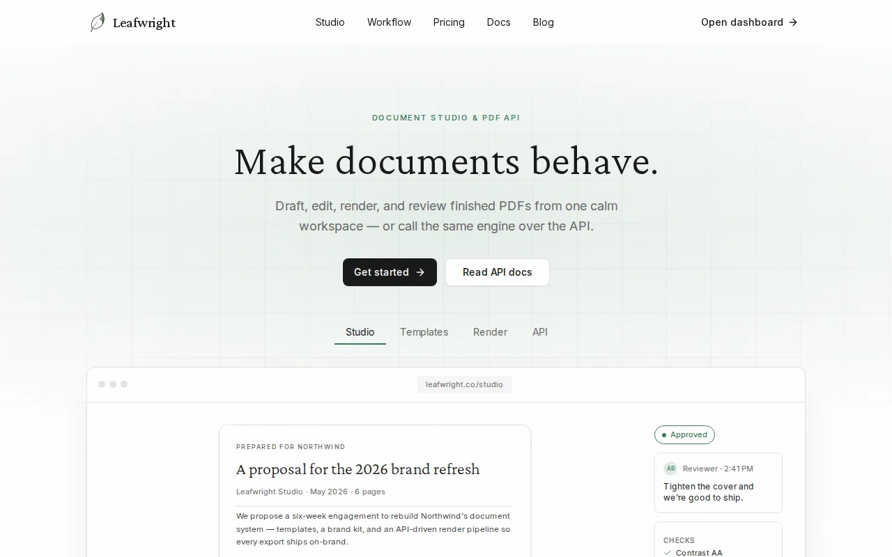 Leafwright – Generate PDFs without running headless Chrome