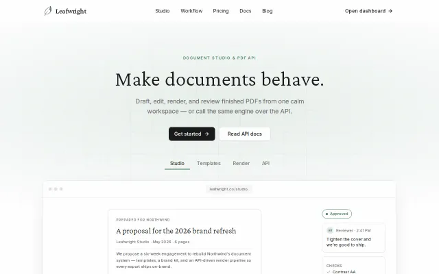 Leafwright – Generate PDFs without running headless Chrome