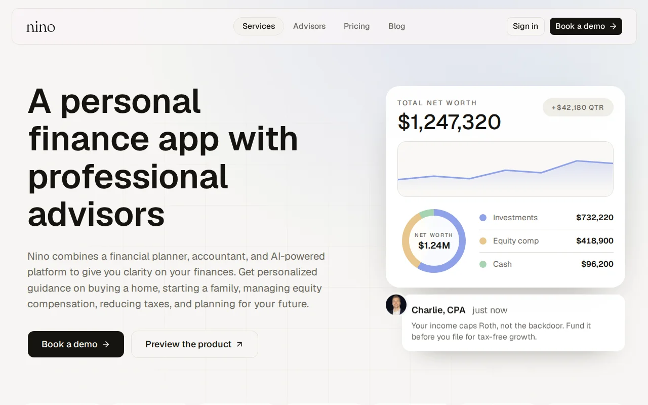 Nino – a dedicated CFP/CPA team and AI to manage your financial life