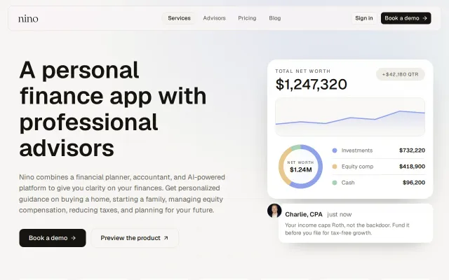 Nino – a dedicated CFP/CPA team and AI to manage your financial life