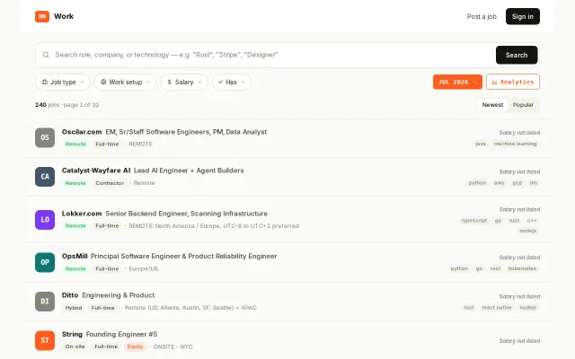 Hnwork.app – UI for Who is hiring posts