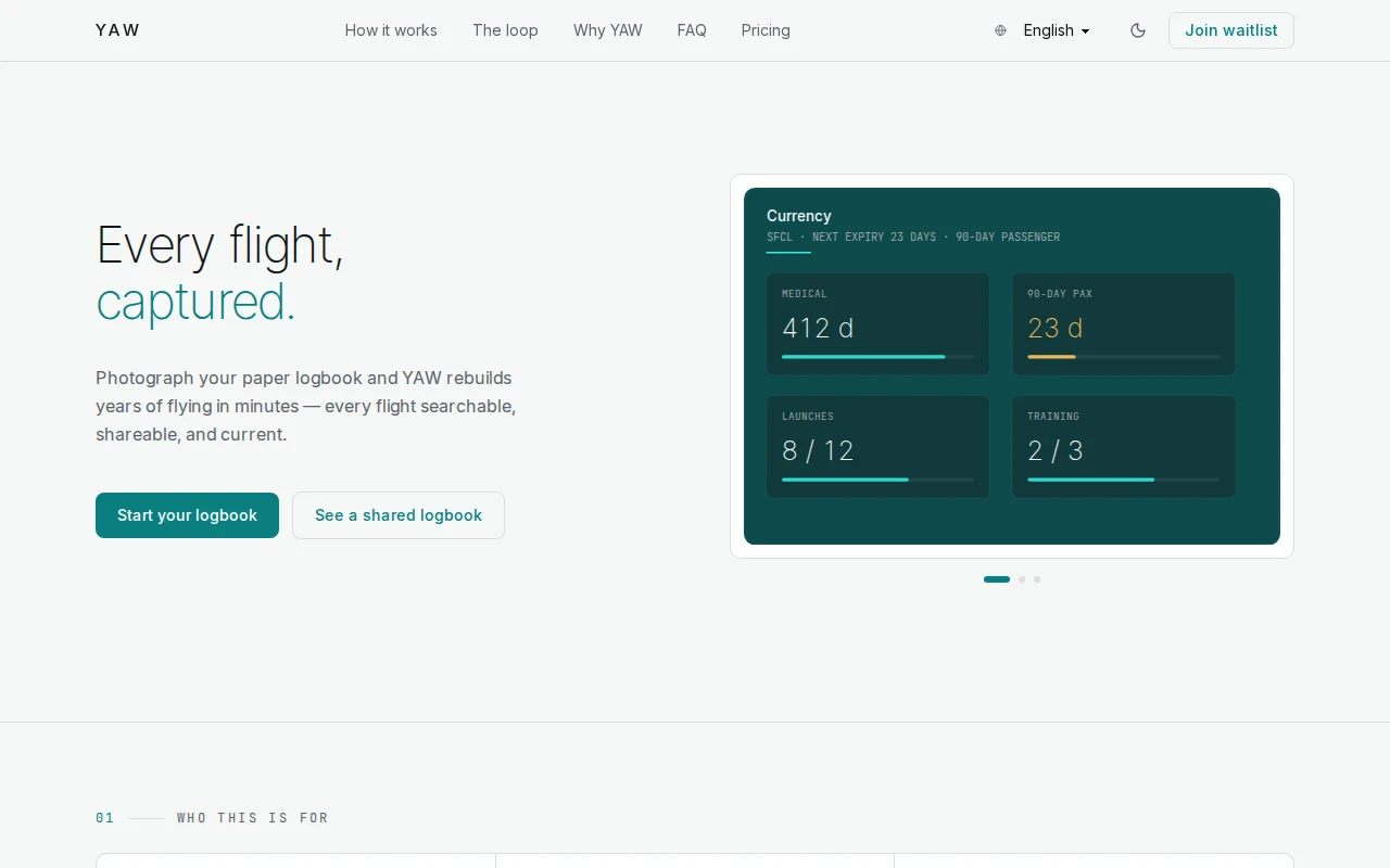 Yaw – digital logbook for glider pilots