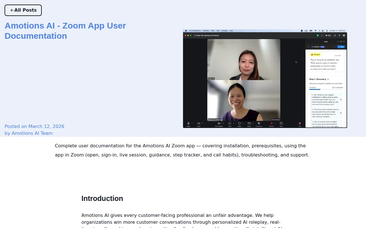Amotions app in Zoom: real-time guidance for sales calls