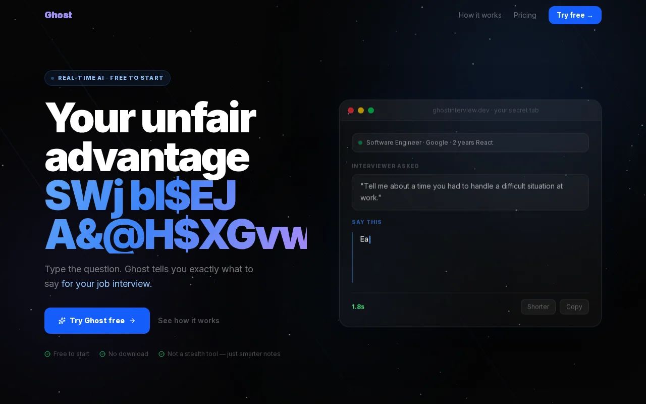 Ghost – real-time AI that tells you what to say during job interviews