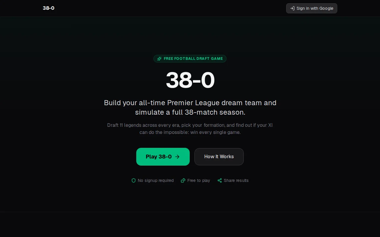 I built 38-0, a Premier League draft game with a Poisson match engine