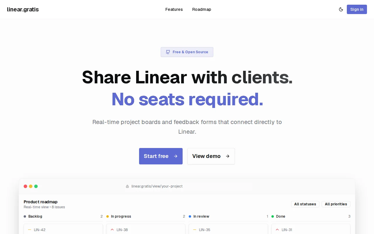 Free and OSS way to extend client-facing functionality of Linear
