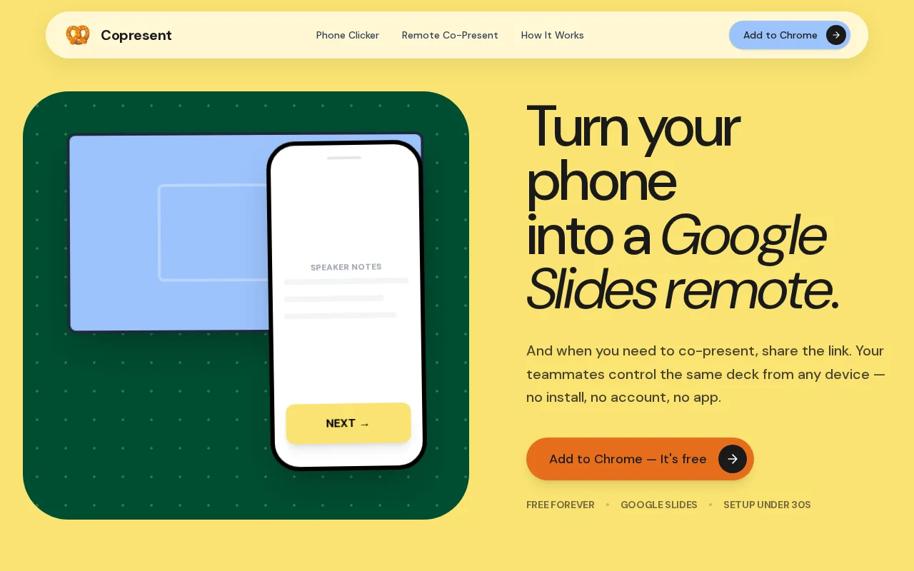Copresent – Turn your phone into a Google Slides remote