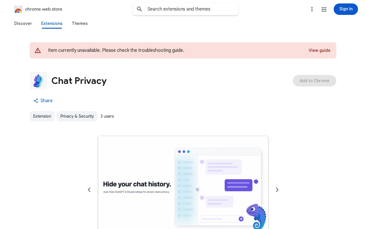 Chat Privacy – hide AI chat history while screen sharing