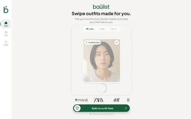 Baulist – Outfit discovery/shopping app in a scrolling feed of yourself