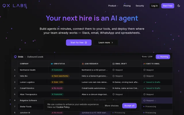 QX Labs – build agents, flows and grids that work across your tools