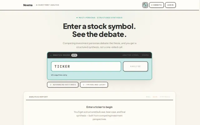 Noema – AI personas debate US listed stocks