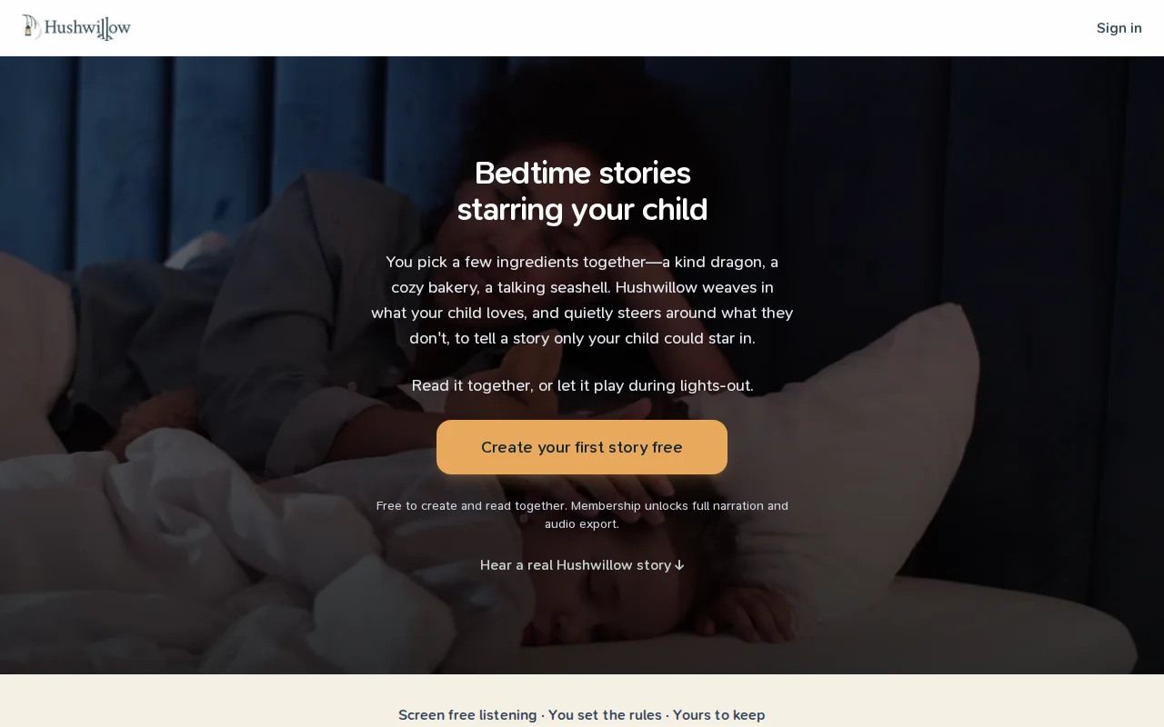 Personalized, narrated bedtime stories for kids