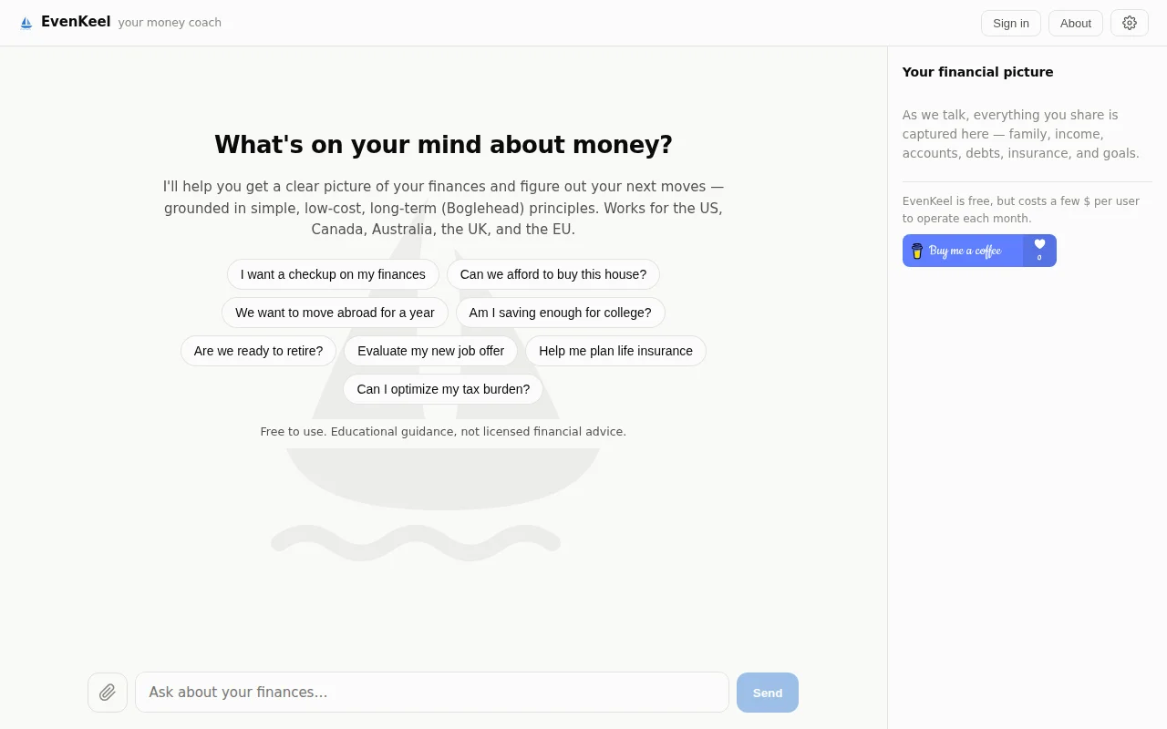 EvenKeel – a free financial planning chatbot